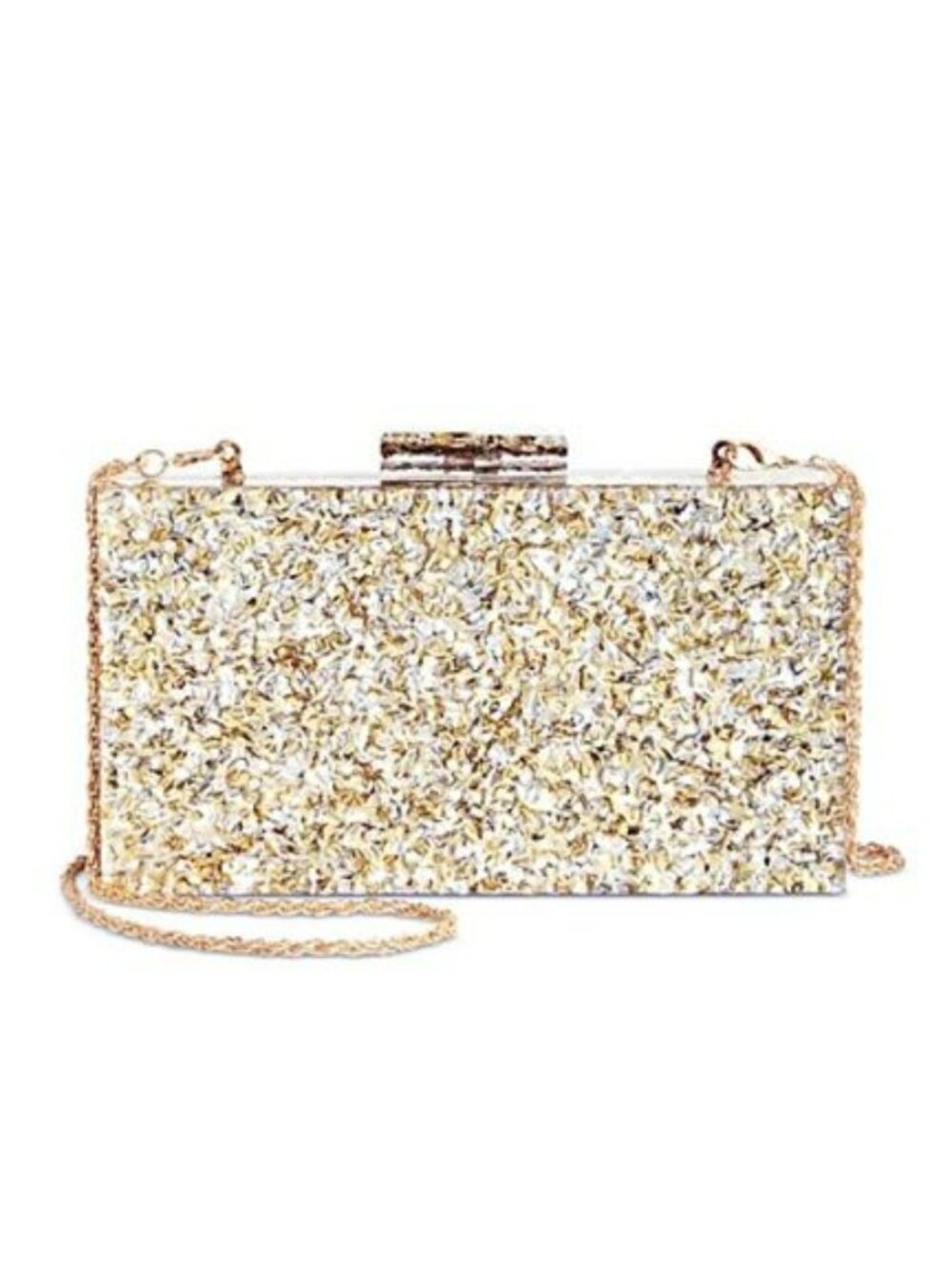 I.N.C. International Concepts Acrylic Box Clutch Crossbody Sparkle Gold